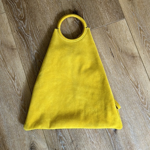 Ochre yellow suede purse / handbag new - Picture 2 of 9